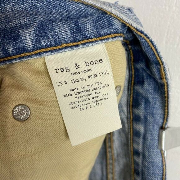 Rag & Bone Shorts 26 Womens Studded Avenida Boyfriend Blue Denim Distressed - Picture 8 of 10